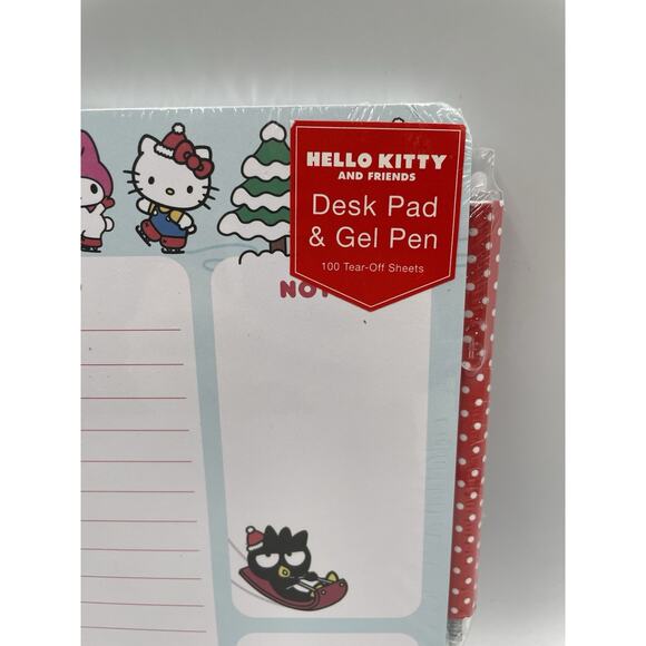 2024 Sanrio Hello Kitty & Friends Christmas Desk Pad Gel Pen Set 100 To Do Notes - Picture 2 of 9
